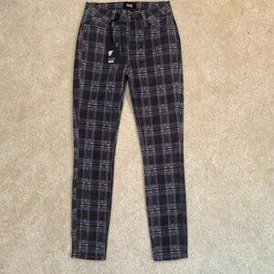 PAIGE Hoxton Ultra Skinny Plaid Pants Women's Size 26 Grey Blue Red New